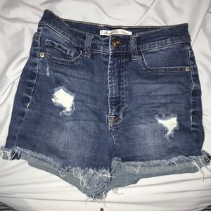 Ripped denim shorts